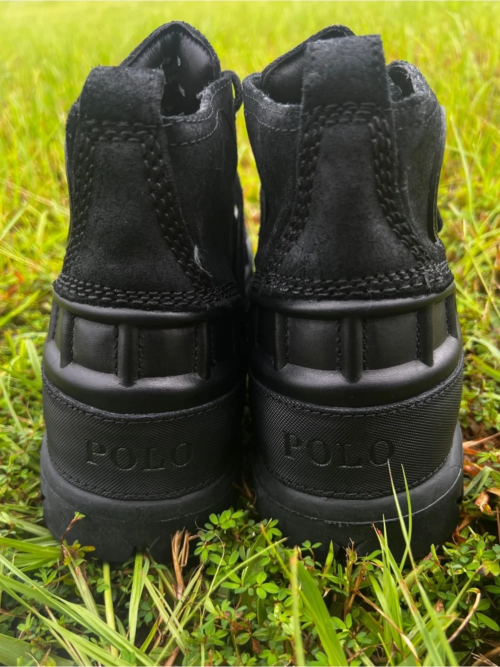 NEW Polo size 8.5 Mens Ralph Lauren Oslo Low Black Leather Boots
